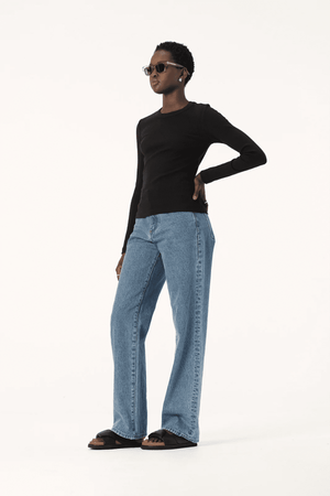 NOLA LONG SLEEVE TOP BLACK