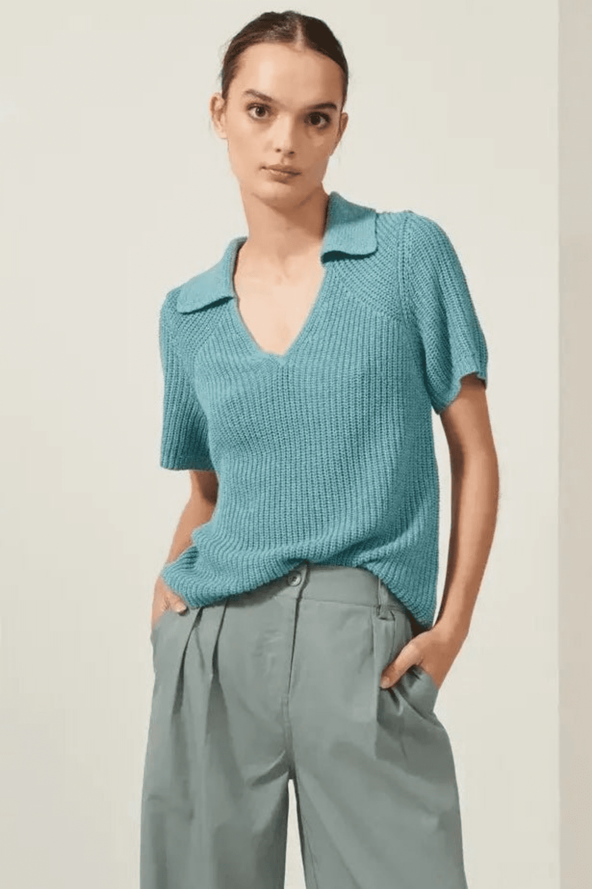 QUANTUM KNIT POLO TEAL