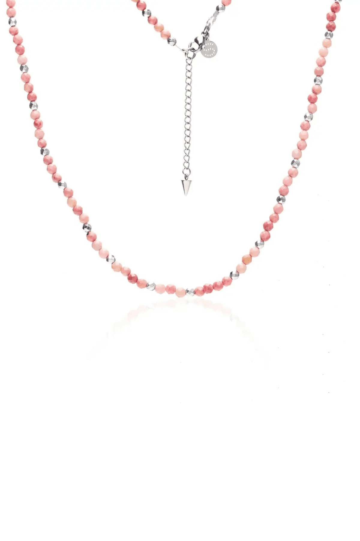 SEQUENCE NECKLACE RHODOCHROSITE/SILVER