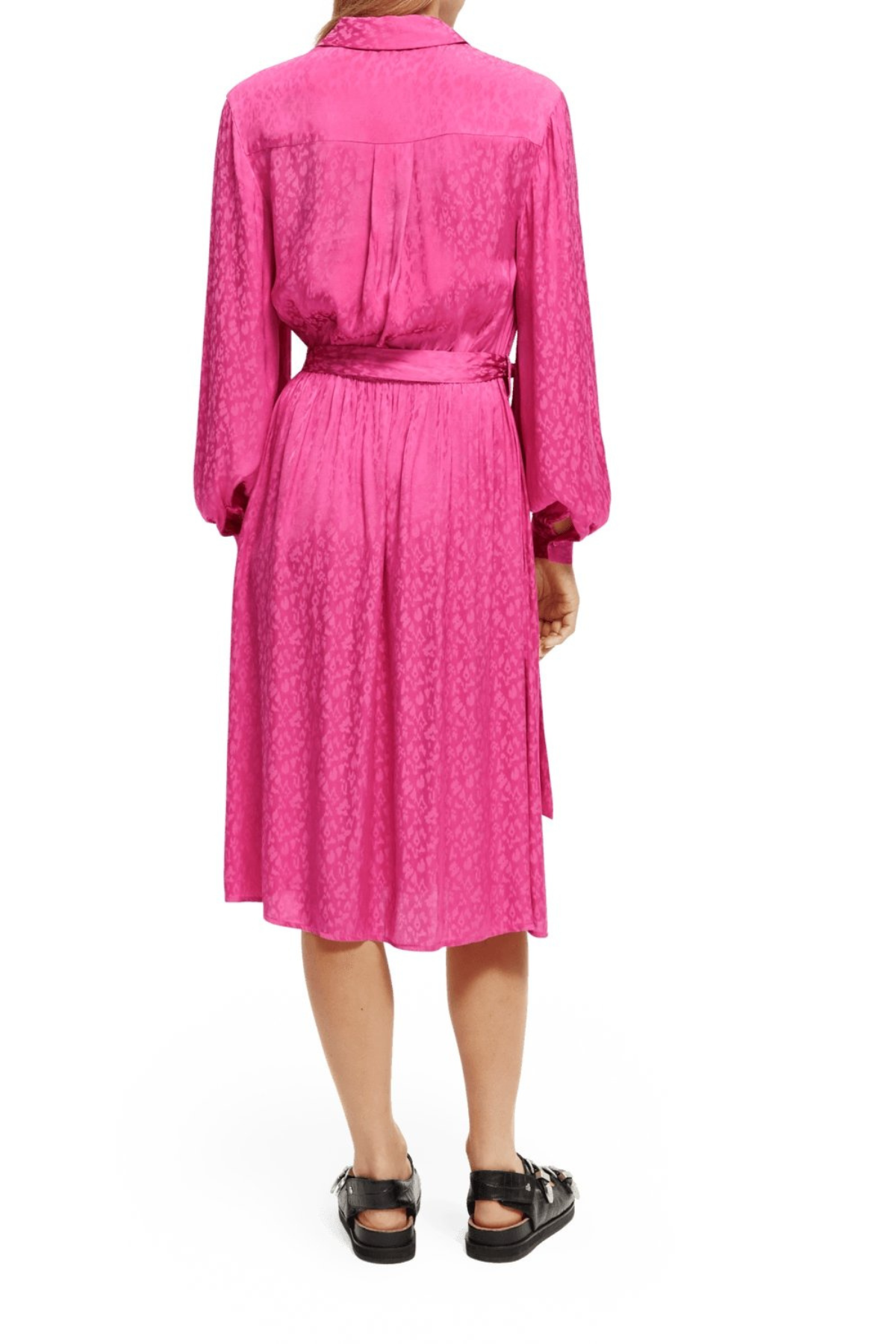 SHIRT JACQUARD DRESS FUCHSIA