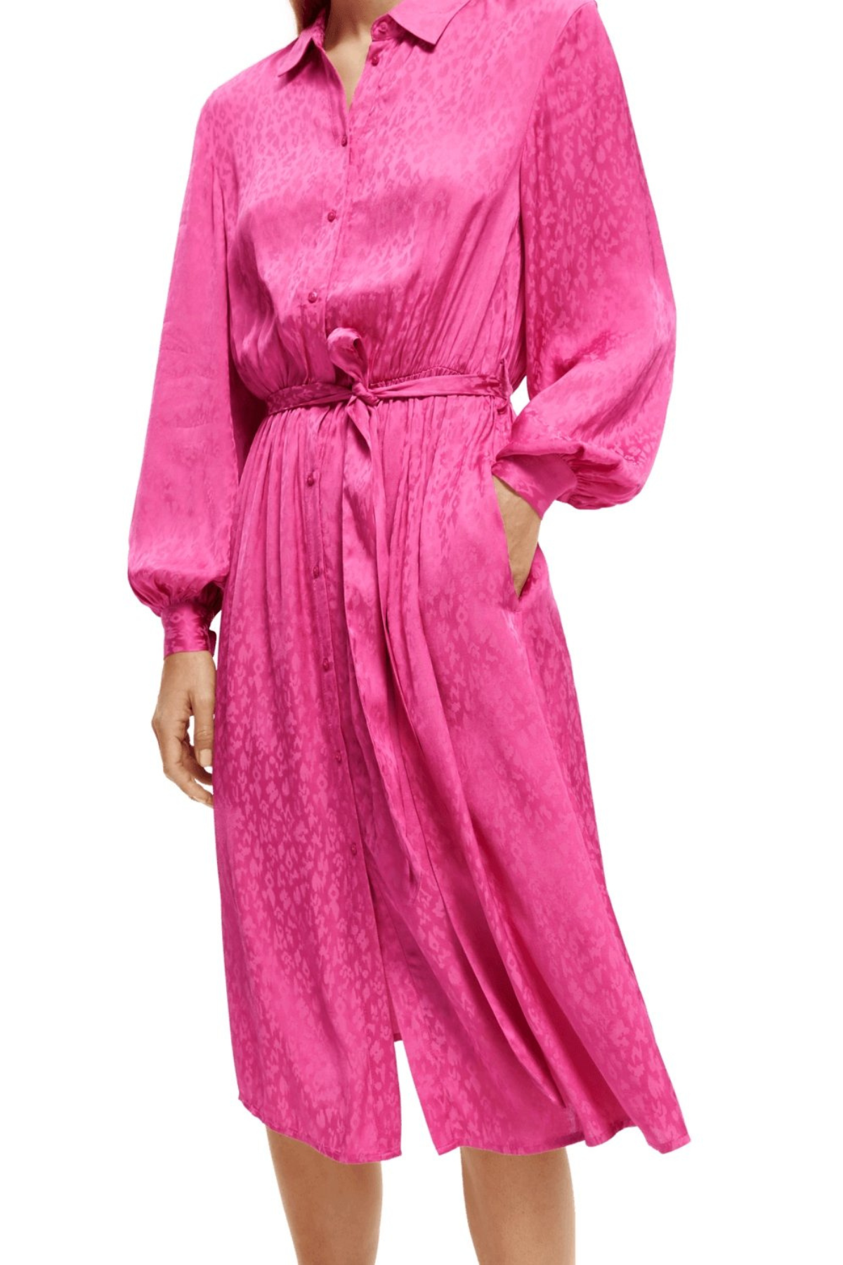 SHIRT JACQUARD DRESS FUCHSIA