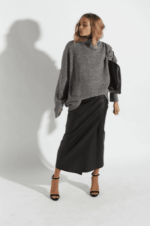 VEGAN WRAP SKIRT BLACK
